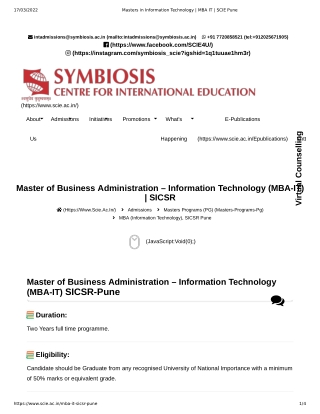 Masters in Information Technology _ MBA IT _ SCIE Pune