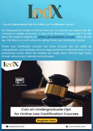 Can an Undergraduate opt for Online Law Certification Courses