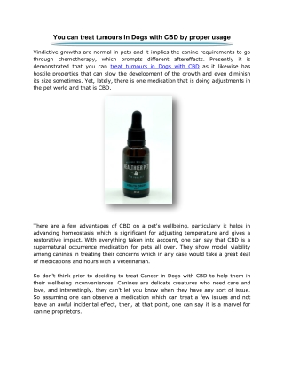 You can treat tumours in Dogs with CBD by proper usage