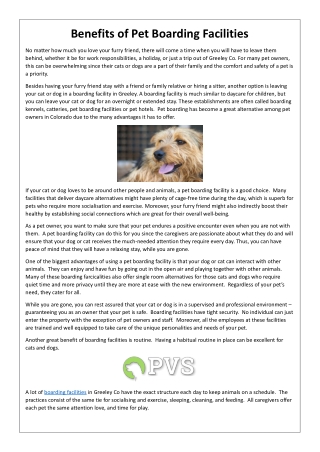Benefits of Pet Boarding Facilities