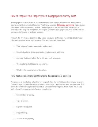 How to Prepare Your Property for a Topographical Survey Tulsa