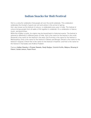 Indian Snacks For Holi Festival