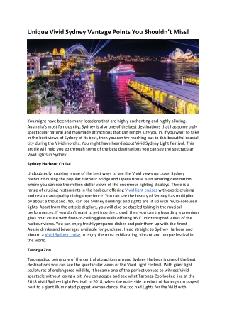 Unique Vivid Sydney Vantage Points You Shouldn't Miss!