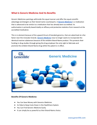What Is Generic Medicine And Its Benefits