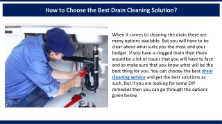 How to Choose the Best Drain Cleaning Solution?