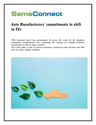 Auto Manufacturers’ commitments to shift to EVs