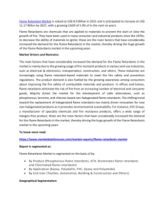 Flame Retardants Market 2022-2027