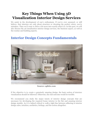 Key Things When Using 3D Visualization Interior Design Services