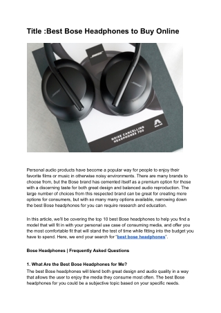 Best Bose Headphones to Buy Online