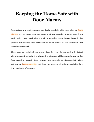 Keeping the Home Safe with Door Alarms