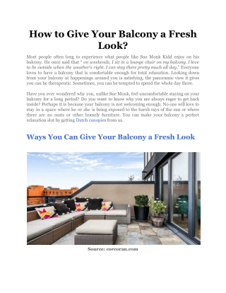 How to Give Your Balcony a Fresh Look_