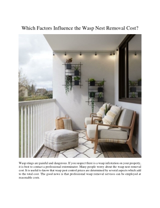 Which Factors Influence the Wasp Nest Removal Cost