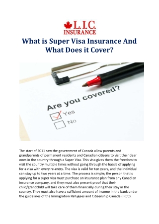What is Super Visa Insurance And What Does it Cover