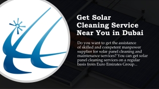 Get Solar Cleaning Service Near You in Dubai