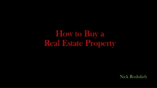 How to Buy a Real Estate Property
