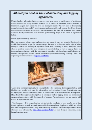 All that you need to know about testing and tagging appliances