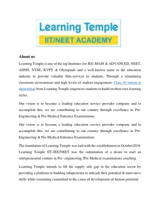 Class 10 tuition in ahmedabad | PRAYAS (for class 10) | Learning Temple