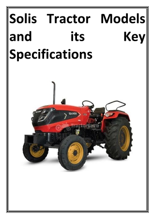 Solis Tractor Models and its Key Specifications