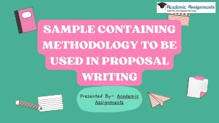 sample containing methodology to be used in proposal writing