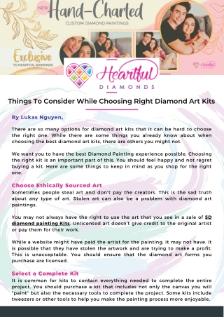 Things To Consider While Choosing Right Diamond Art Kits