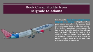 Book Cheap Flights from Belgrade to Atlanta