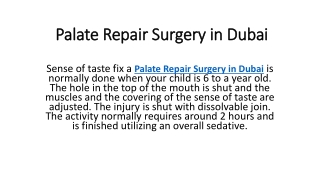 Palate Repair Surgery in Dubai