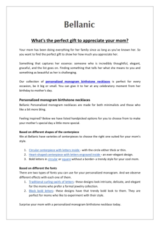 Bellanic - What's the perfect gift to appreciate your mom?