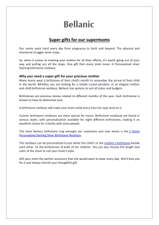 Bellanic - Super gifts for our supermoms