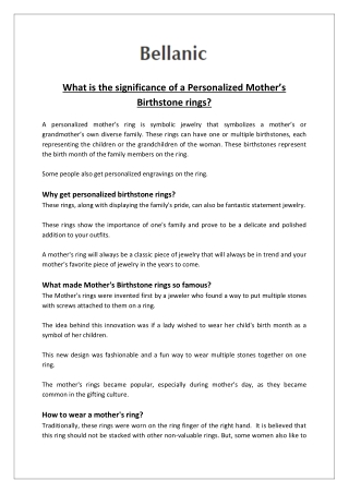 Bellanic - What is the significance of a Personalized Mother’s Birthstone rings?