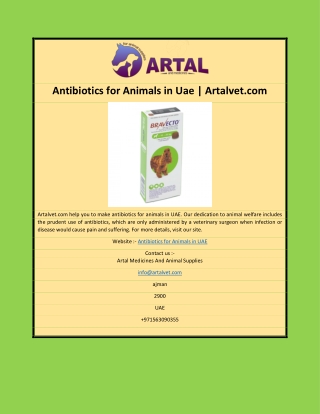 Antibiotics for Animals in Uae | Artalvet.com