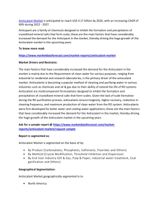 Antiscalant Market 2022-2027