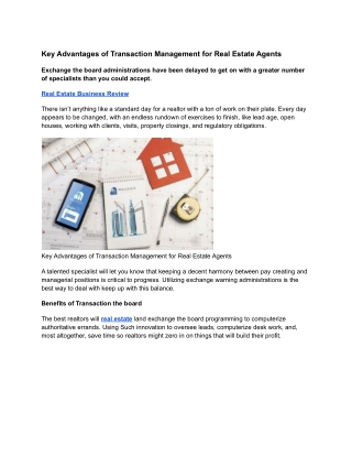 Key Advantages of Transaction Management for Real Estate Agents