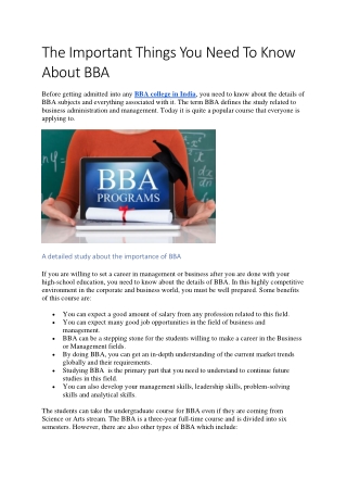 The Important Things You Need To Know About BBA