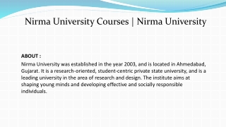 Nirma University Courses | Nirma University