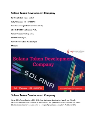 Solana Token Development Company