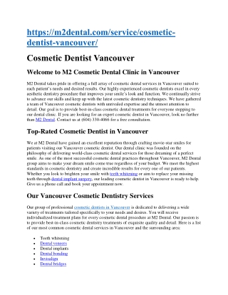 Cosmetic Dentist Vancouver