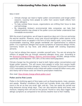Understanding Pollen Data A Simple Guide