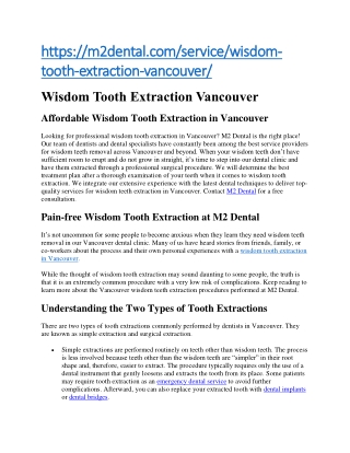 Wisdom Tooth Extraction Vancouver