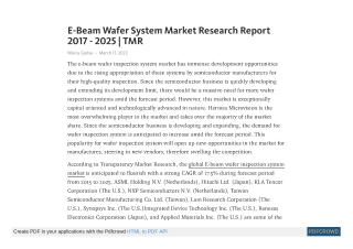 E-Beam Wafer System Market Research Report 2017 - 2025 | TMR