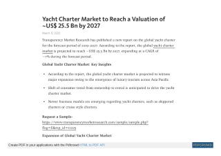 Yacht Charter Market to Reach a Valuation of ~US$ 25.5 Bn by 2027