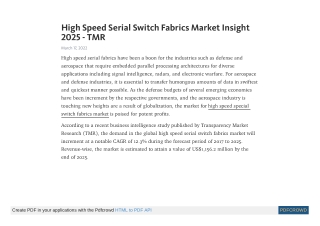 High Speed Serial Switch Fabrics Market Insight 2025 - TMR