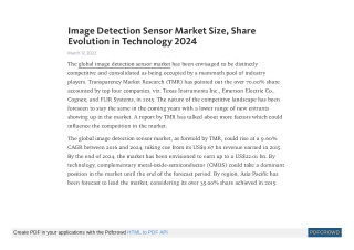 Image Detection Sensor Market Size, Share Evolution in Technology 2024