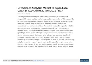 Life Science Analytics Market Size Worth US$ 39,200.9 Mn by 2026