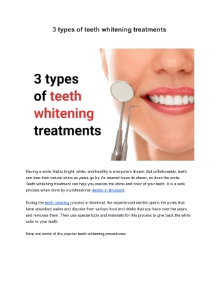 3 types of teeth whitening treatments - www.alphadentalclinic.ca