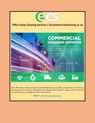 Office Deep Cleaning Services