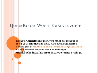 Email Won't Send Invoices QuickBooks