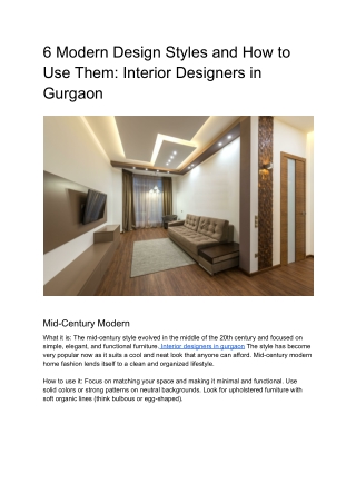 6 Modern Design Styles and How to Use Them_ Interior Designers in Gurgaon