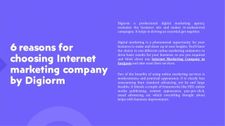 6 reasons for choosing Internet marketing company by Digiorm_