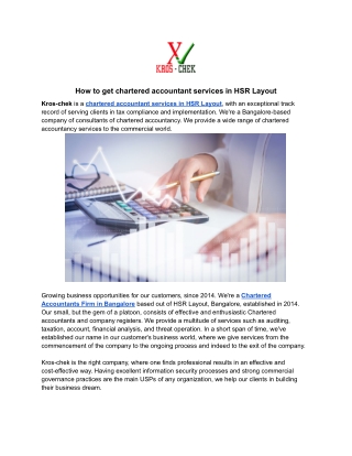 How to get chartered accountant services in HSR Layout