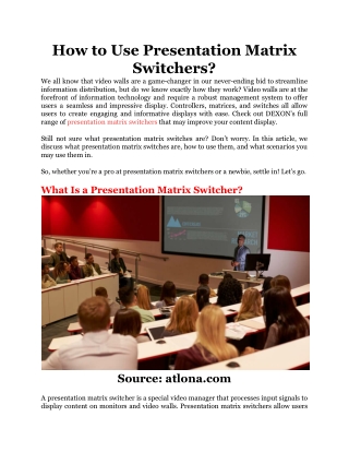 How to Use Presentation Matrix Switchers_